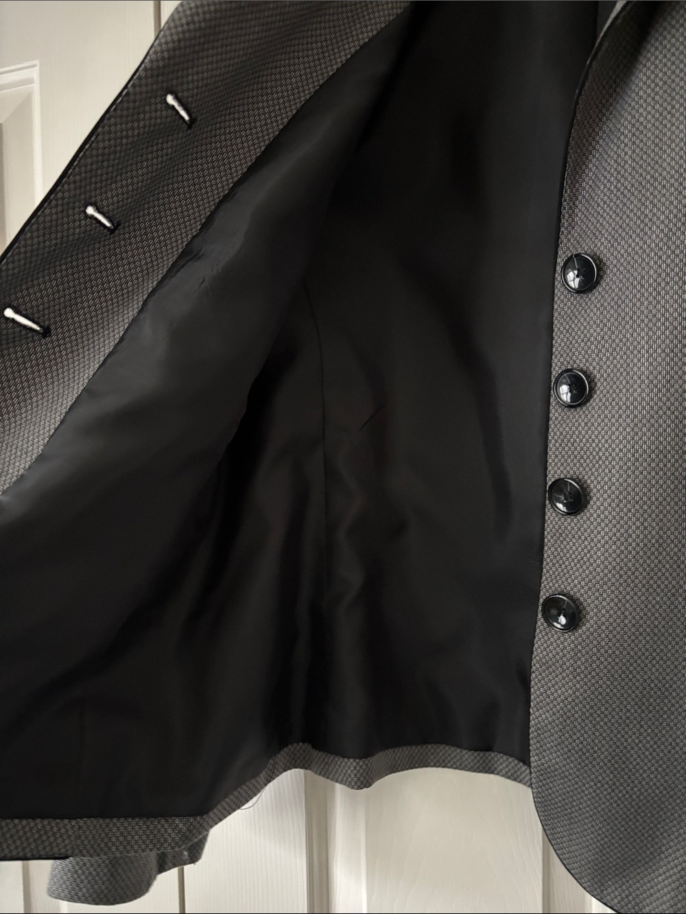 Evan Picone Gray Structured Button Blazer with Black Pleated Skirt - Picture 5 of 8